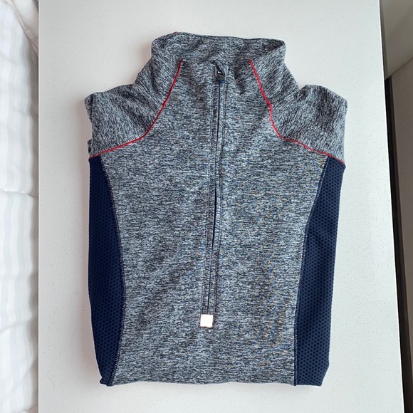 Athleta Jackets & Blazers - Athleta Running Wild Half Zip Colorblock 1/2 Zip Gray Navy Red Size XS